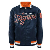 Detroit Tigers Blue Bomber Jacket | Stylish Satin Varsity Design