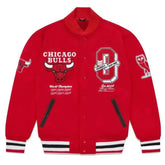 Chicago Bulls OVO Red Varsity Jacket | Bold Wool Fabric Design