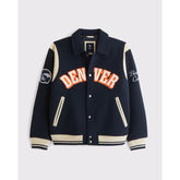 Denver Broncos Varsity Jacket | Classic Navy Blue Wool Sportswear