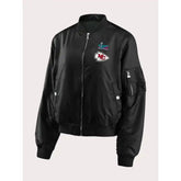 Kansas City Chiefs Black Bomber Jacket | Sleek Polyester Hooded Design