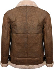 Men's Sheepskin-Lined Leather Jacket with Buckled Straps | Best Leather House