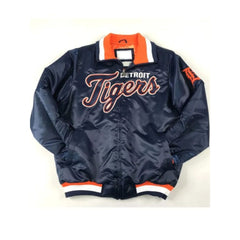 Detroit Tigers Blue Bomber Jacket | Stylish Satin Varsity Design