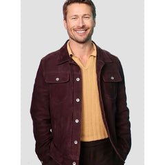 Glen Powell Hit Man Brown Suede Jacket | Timeless Suede Leather Style