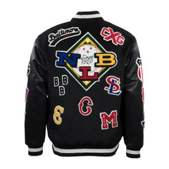 Negro League Varsity Jacket | Classic Black Wool and Leather Design