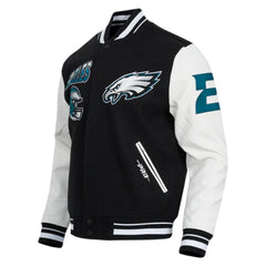Philadelphia Eagles Varsity Jacket | Wool & Leather with Rib-Knitted Details