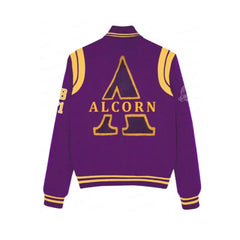 Alcorn Purple Varsity Wool Jacket | Stylish Unisex Outerwear