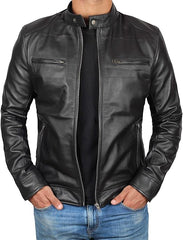 Men's 100% Lambskin Leather Motorcycle Jacket | Classic Cafe Racer | Best Leather House