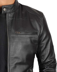 Men's 100% Lambskin Leather Motorcycle Jacket | Classic Cafe Racer | Best Leather House