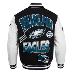 Philadelphia Eagles Varsity Jacket | Wool & Leather with Rib-Knitted Details