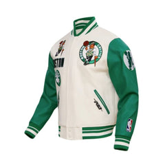 Boston Celtics Retro Varsity Jacket | Classic White and Green Team Style