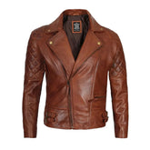 Dark Brown Quilted Asymmetrical Leather Jacket | Timeless Style with Modern Edge