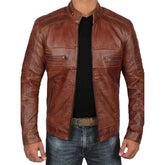 Distressed Brown Leather Jacket for Men | Classic Chocolate Brown Outerwear