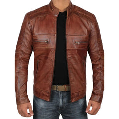 Distressed Brown Leather Jacket for Men | Classic Chocolate Brown Outerwear