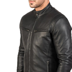Black Leather Jacket | Real Sheepskin with Quilted Lining and Zipper Closure