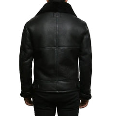 Men’s Aviator Black Shearling Leather Bomber Jacket | Timeless Lambskin Style