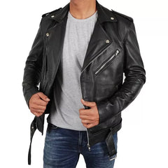 Asymmetrical Biker Leather Jacket | Bold Black Genuine Leather for Modern Riders