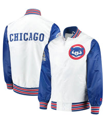Chicago Cubs Varsity Satin Jacket | Bold Royal Blue & White Sportswear