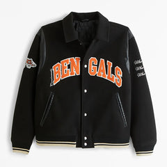 Cincinnati Bengals Varsity Jacket | Classic Black Wool & Leather Design