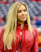 Gracie Hunt Leather Jacket | Red Real Leather with Erect Collar