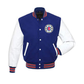 Clippers Varsity Jacket | Classic Blue & White Wool and Leather Design