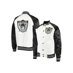 Las Vegas Raiders Throwback Jacket | Classic White & Black Satin Style