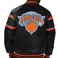 New York Knicks Leather Jacket | Sleek Black Team Pride Outerwear