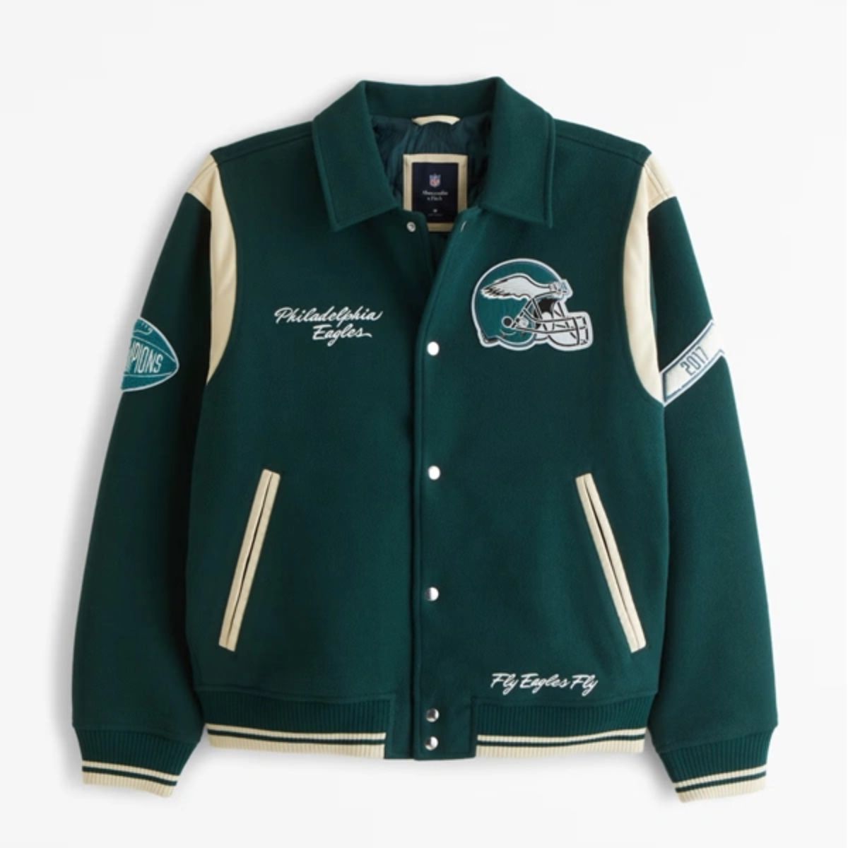 Philadelphia Eagles Varsity Jacket | Green Wool-Blend Fabric