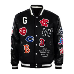 Negro League Varsity Jacket | Classic Black Wool and Leather Design