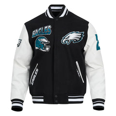 Philadelphia Eagles Varsity Jacket | Wool & Leather with Rib-Knitted Details