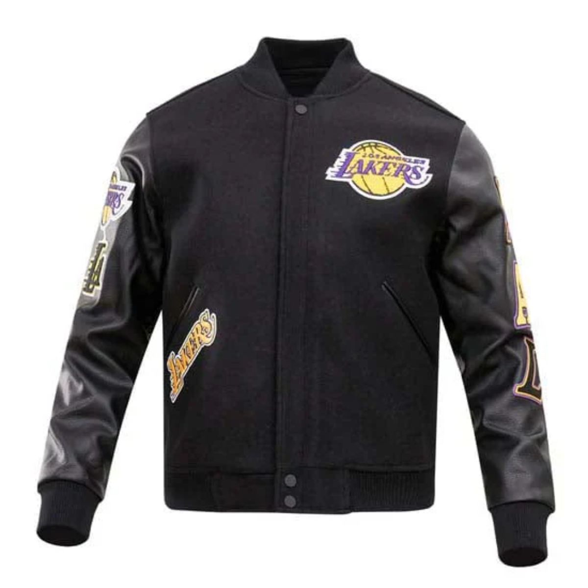 Los Angeles Lakers Classic Varsity Jacket | Wool & Leather Black Outerwear