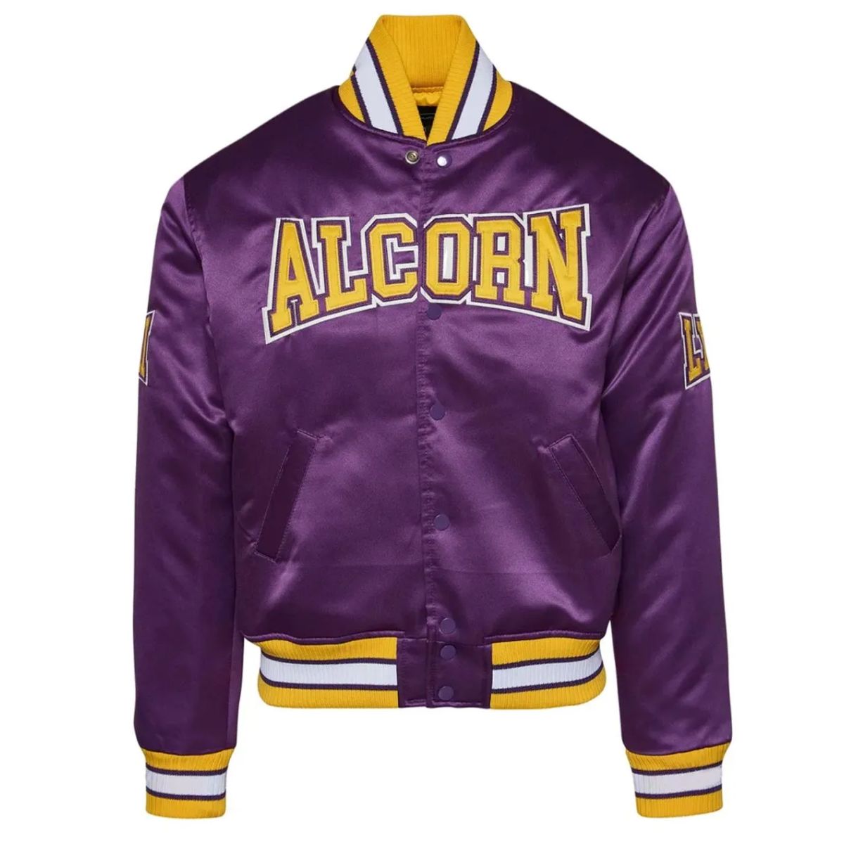 Men’s Alcorn State University Satin Jacket | Bold Purple & Yellow Design
