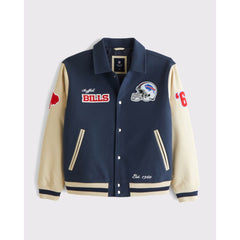 Buffalo Bills 2024 Varsity Jacket | Classic Blue Wool & Leather Design