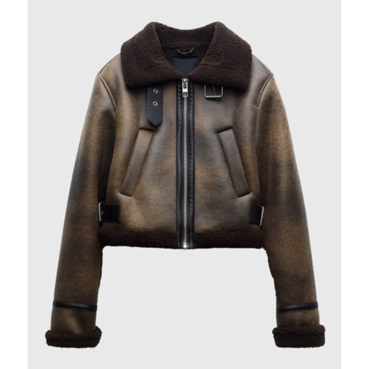 Tracker 2024 Billie Matalon Brown Shearling Leather Jacket | Inspired by Sofia Pernas
