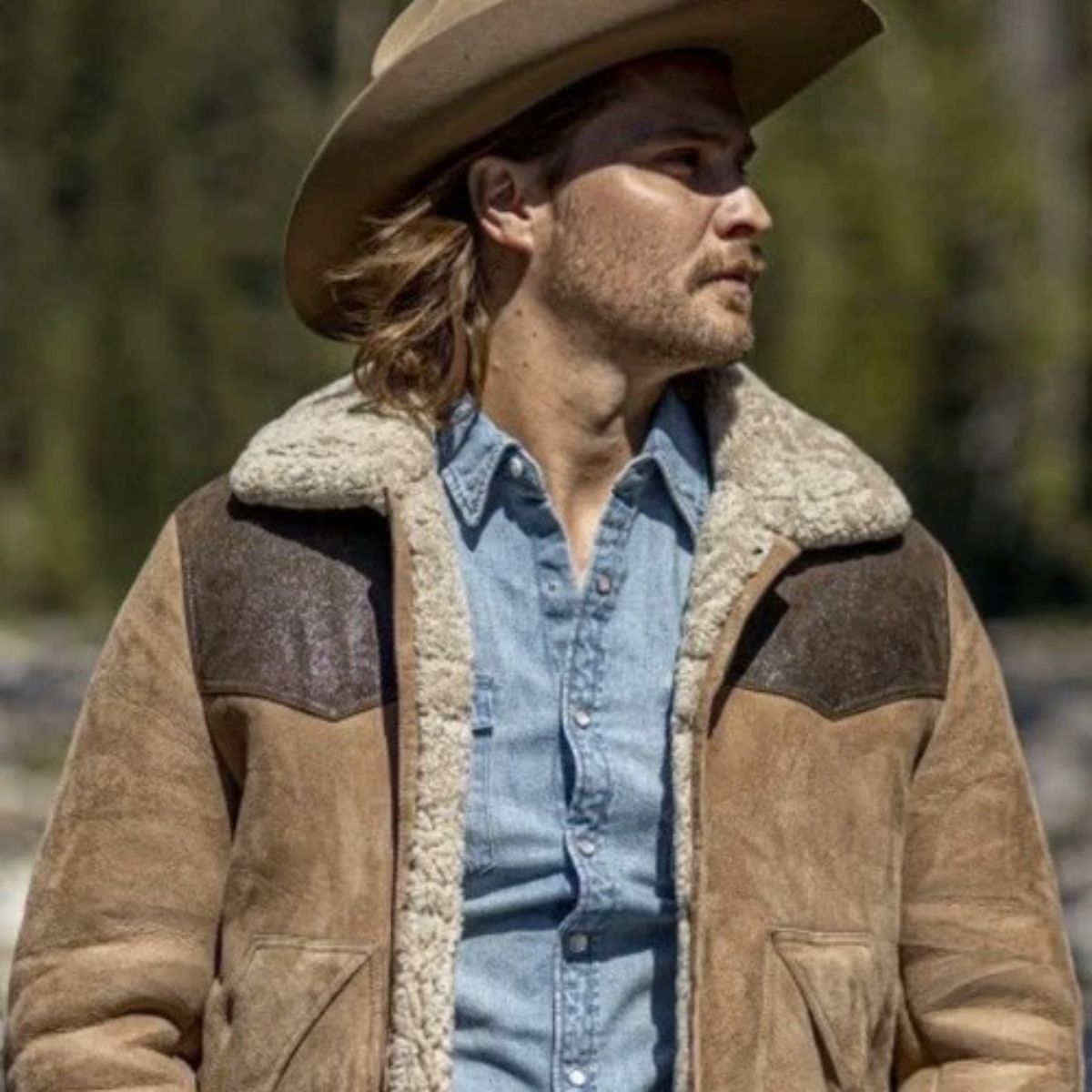 Yellowstone Season 5 Kayce Dutton Shearling Jacket | Suede Leather & Faux Shearling