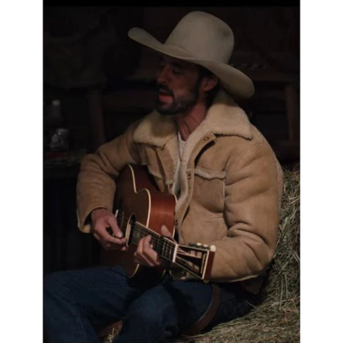 Yellowstone Season 4 Walker Shearling Jacket | Brown Sheepskin Leather with Fur Lining