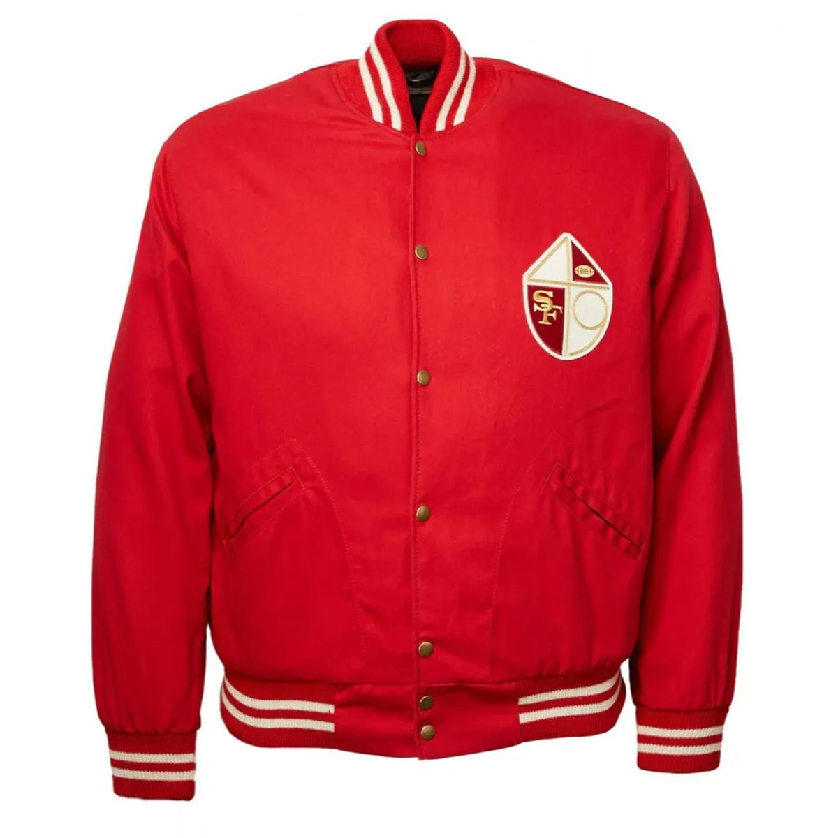 San Francisco 49ers 1957 Jacket | Red Cotton with Embroidered Patches