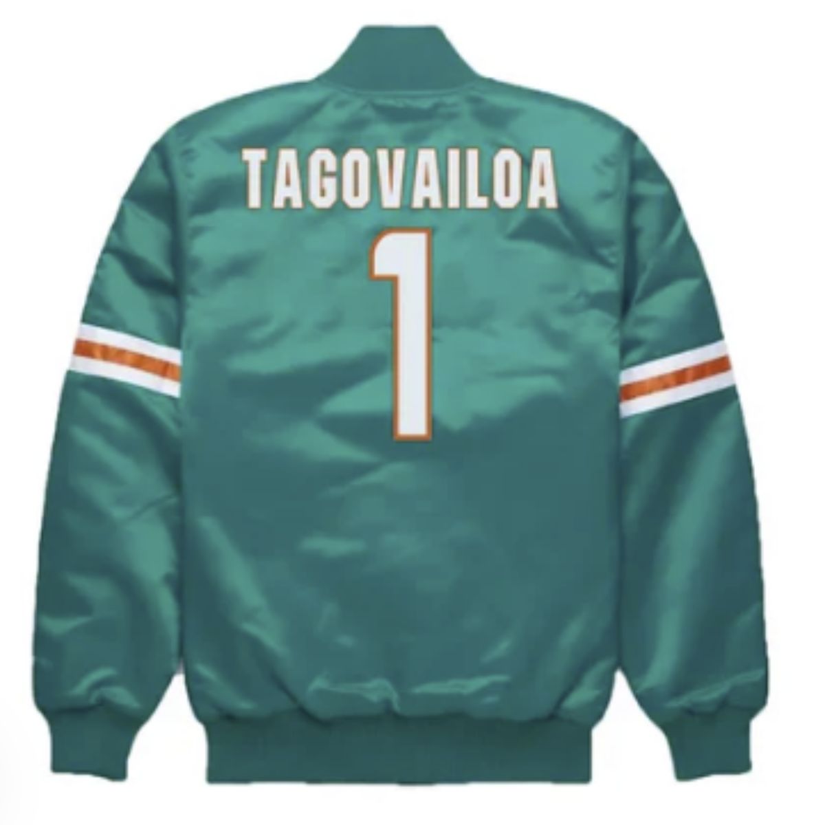 Tua Tagovailoa Miami Dolphins Satin Jacket | Soft Viscose Lining & Rib-Knitted Details