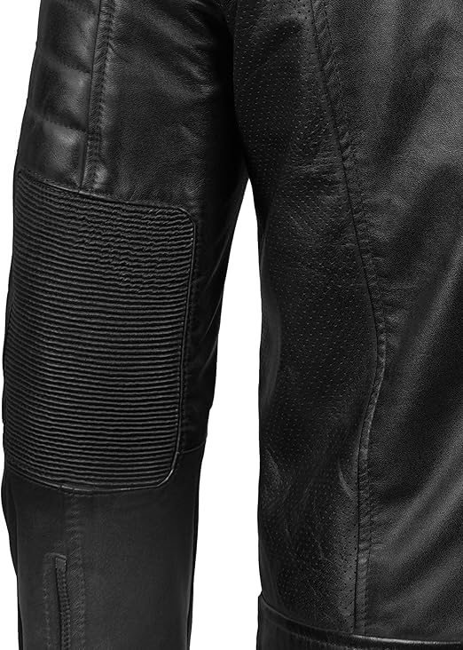 Men’s Genuine Leather Motorcycle Jacket with Quilted Design | Best Leather House