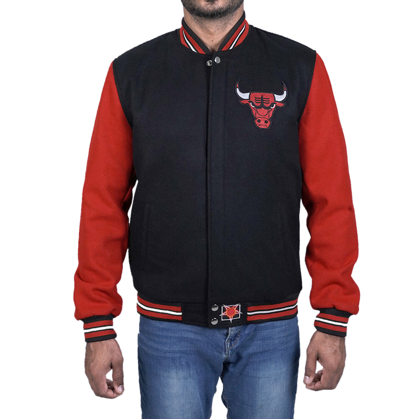 Men's Chicago Bulls Varsity Jacket with Fleece and Ribbed Hemline | Best Leather House