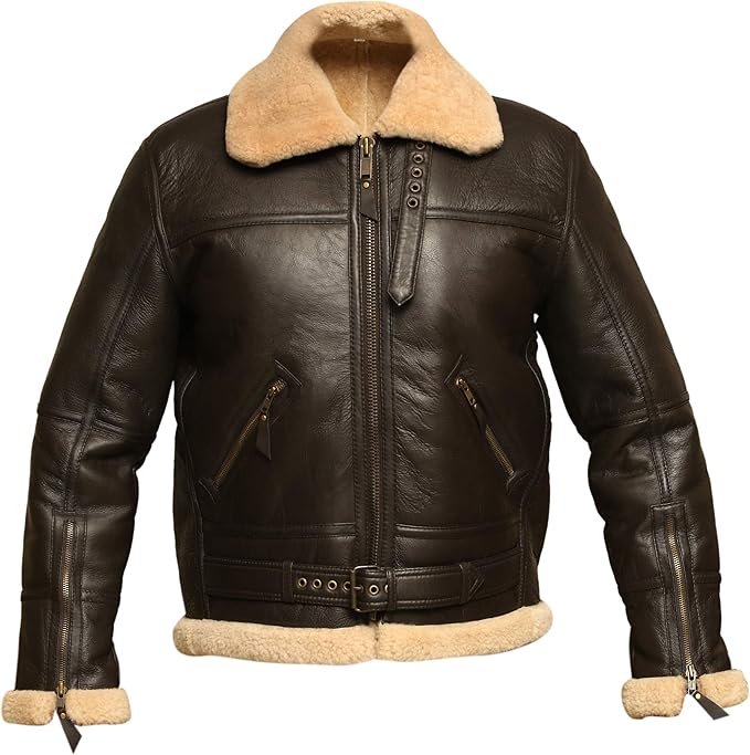 Men’s Reconditioned Shearling RAF Jacket – Real Sheep Fur Lined