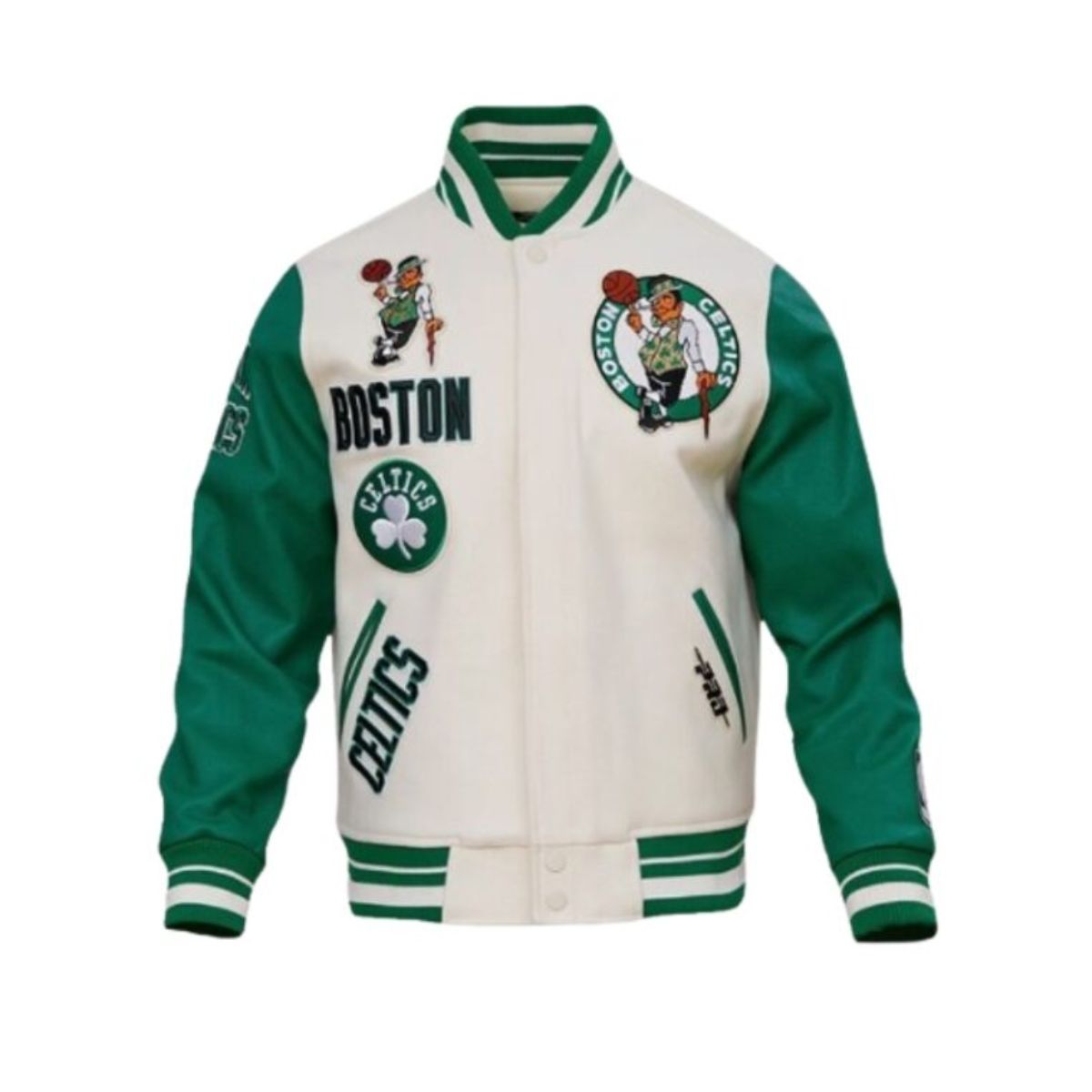 Boston Celtics Retro Varsity Jacket | Classic White and Green Team Style