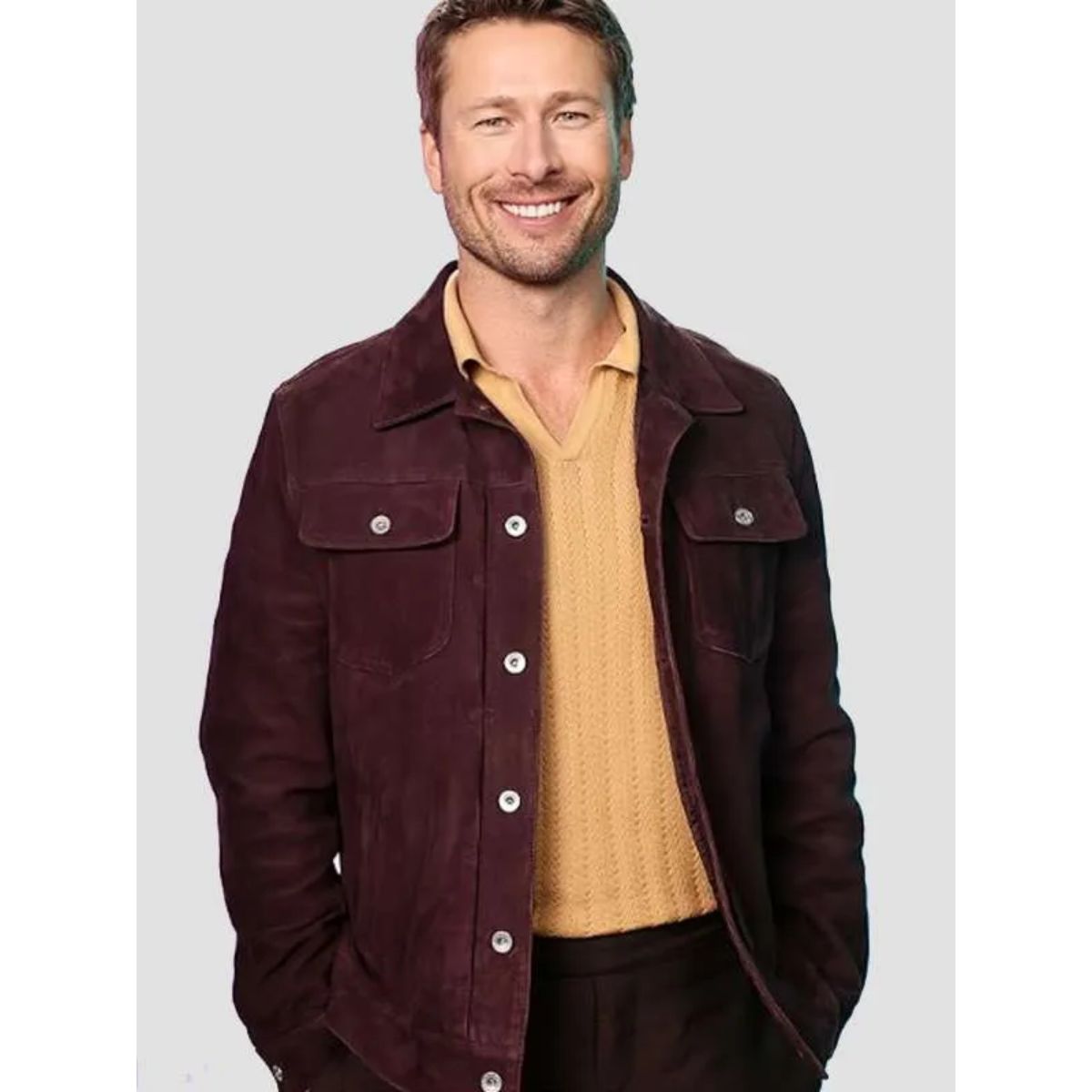 Glen Powell Hit Man Brown Suede Jacket | Timeless Suede Leather Style