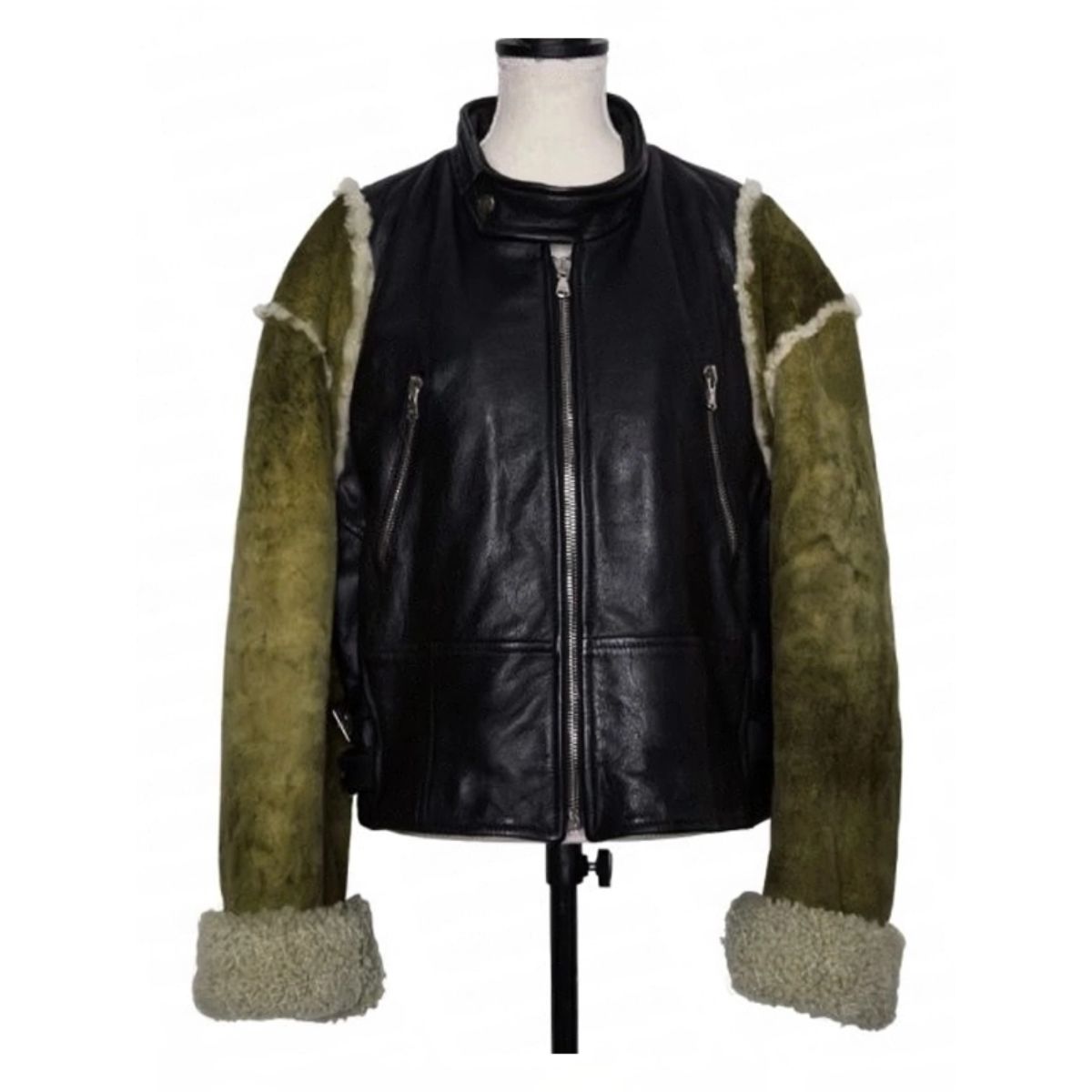 Rosemarie DeWitt Smile 2 Leather Jacket | Black and Green Sophisticated Style