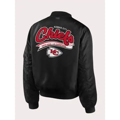 Kansas City Chiefs Black Bomber Jacket | Sleek Polyester Hooded Design