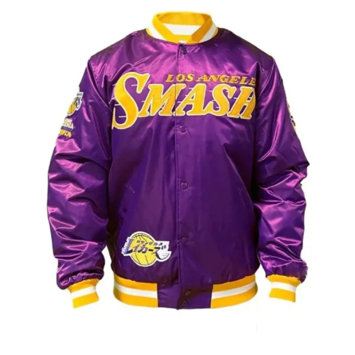 My Hero Academia Los Angeles Lakers Jacket | Purple Satin Varsity Style