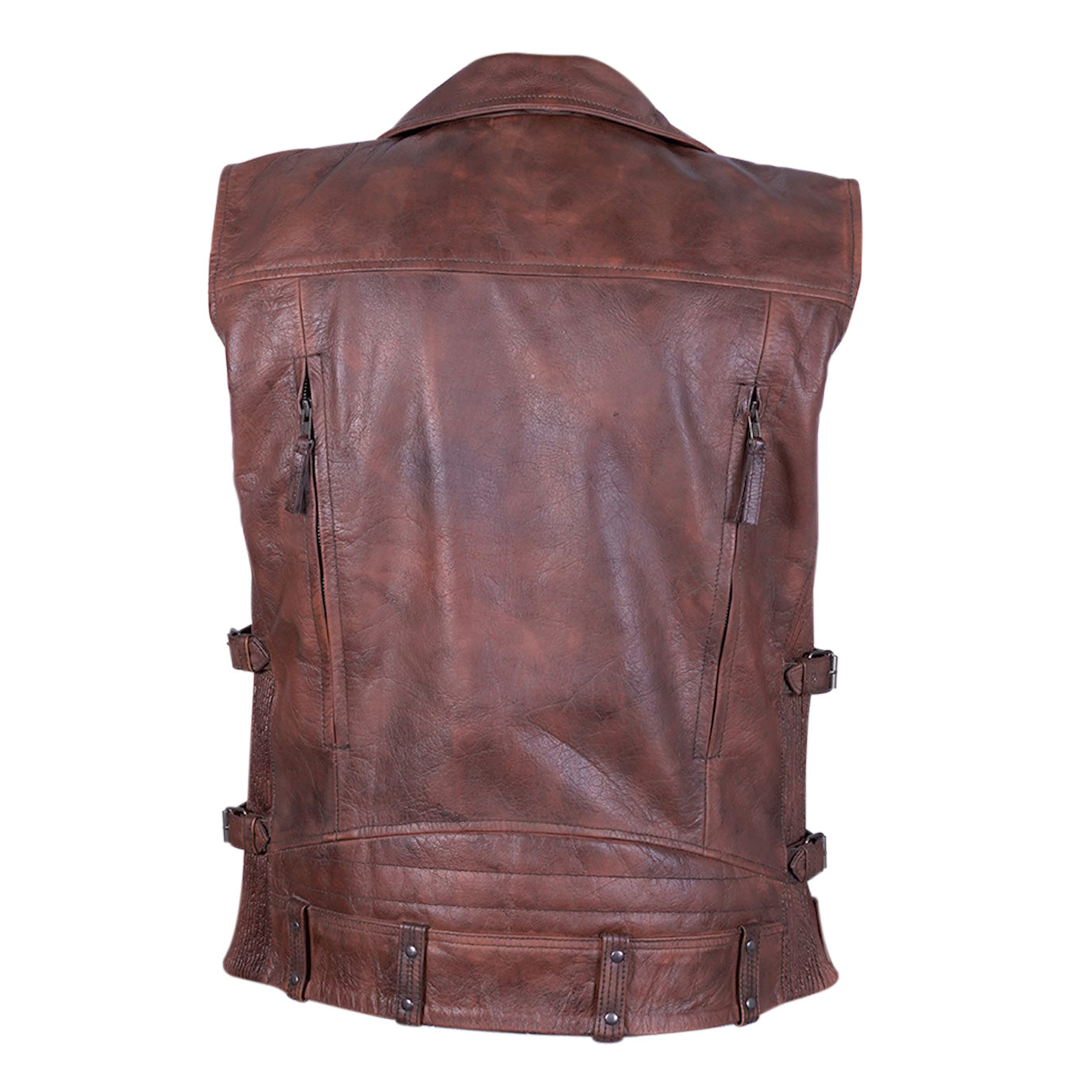 Men's Cowhide Leather Biker Vest with Zipper Front | Best Leather House