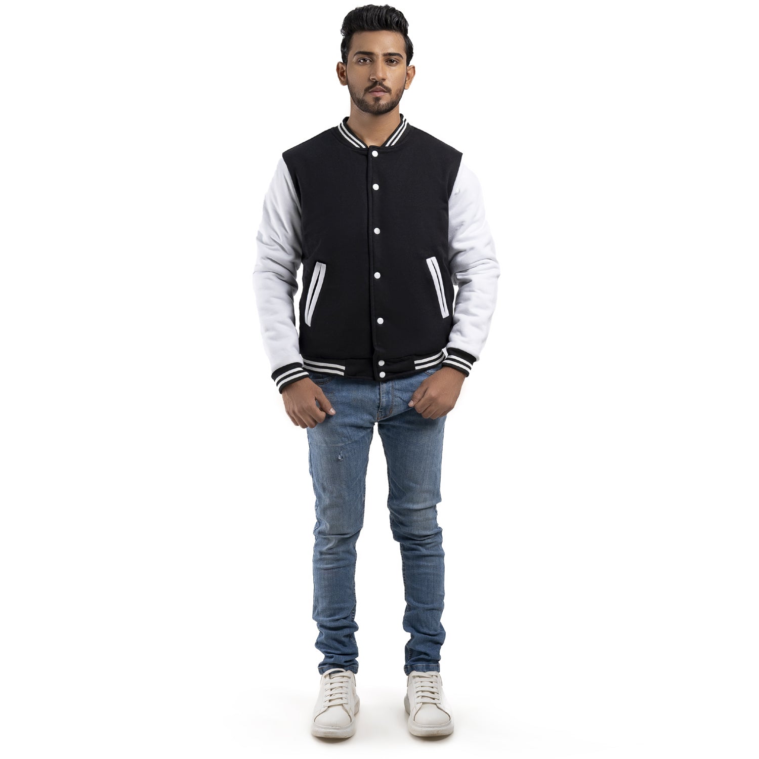 Men's Slim Fit Varsity Jacket with Cozy Cotton Lining & Button Closure | Best Leather House