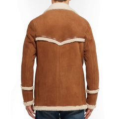 Kingsman The Golden Circle Harry Hart Shearling Jacket | Brown Suede Leather with Fur Collar