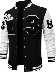 Men's Color block Letterman Varsity Jacket with Button Front | Best Leather House