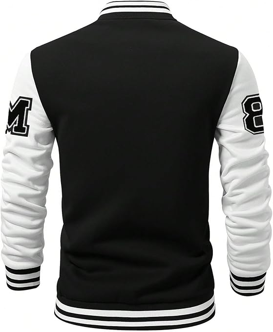 Men's Color block Letterman Varsity Jacket with Button Front | Best Leather House